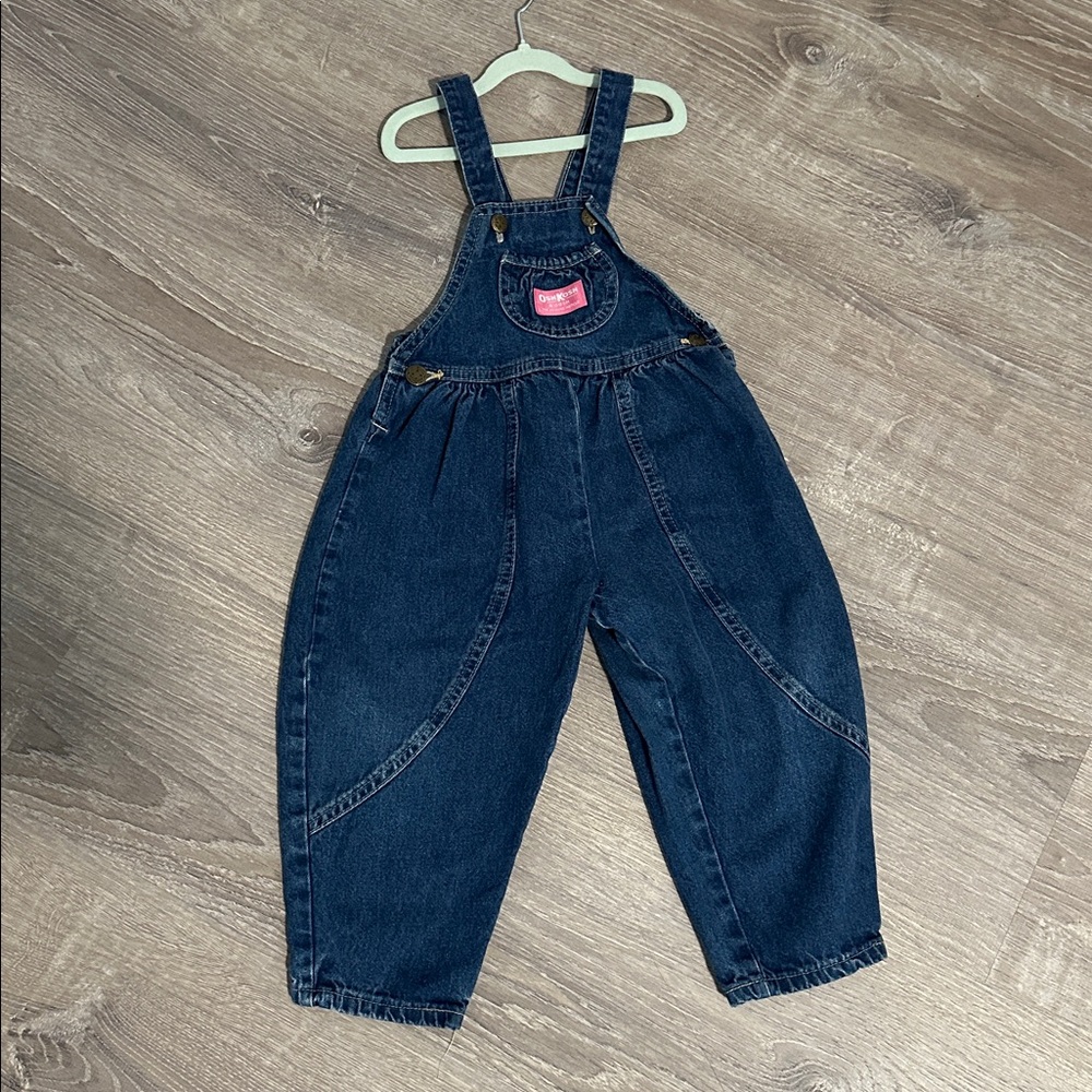 Vintage 90s Oshkosh Toddler Girls Denim Overalls Made in USA 3T